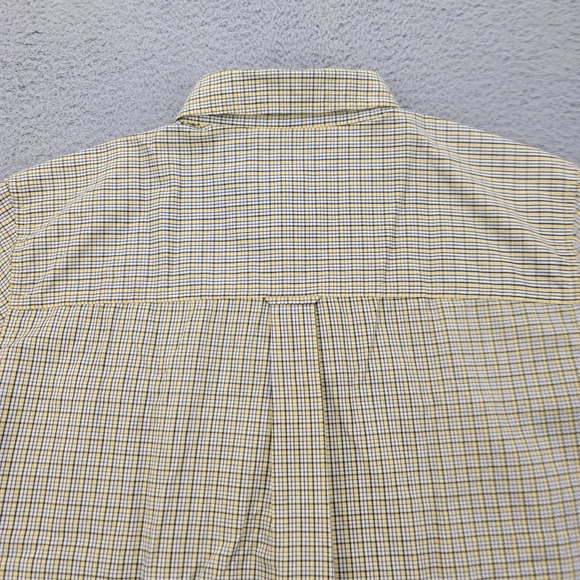 Chaps Shirt Mens Large Yellow plaid Button Down Short Sleeve Classiccore‎ Logo - Picture 7 of 15